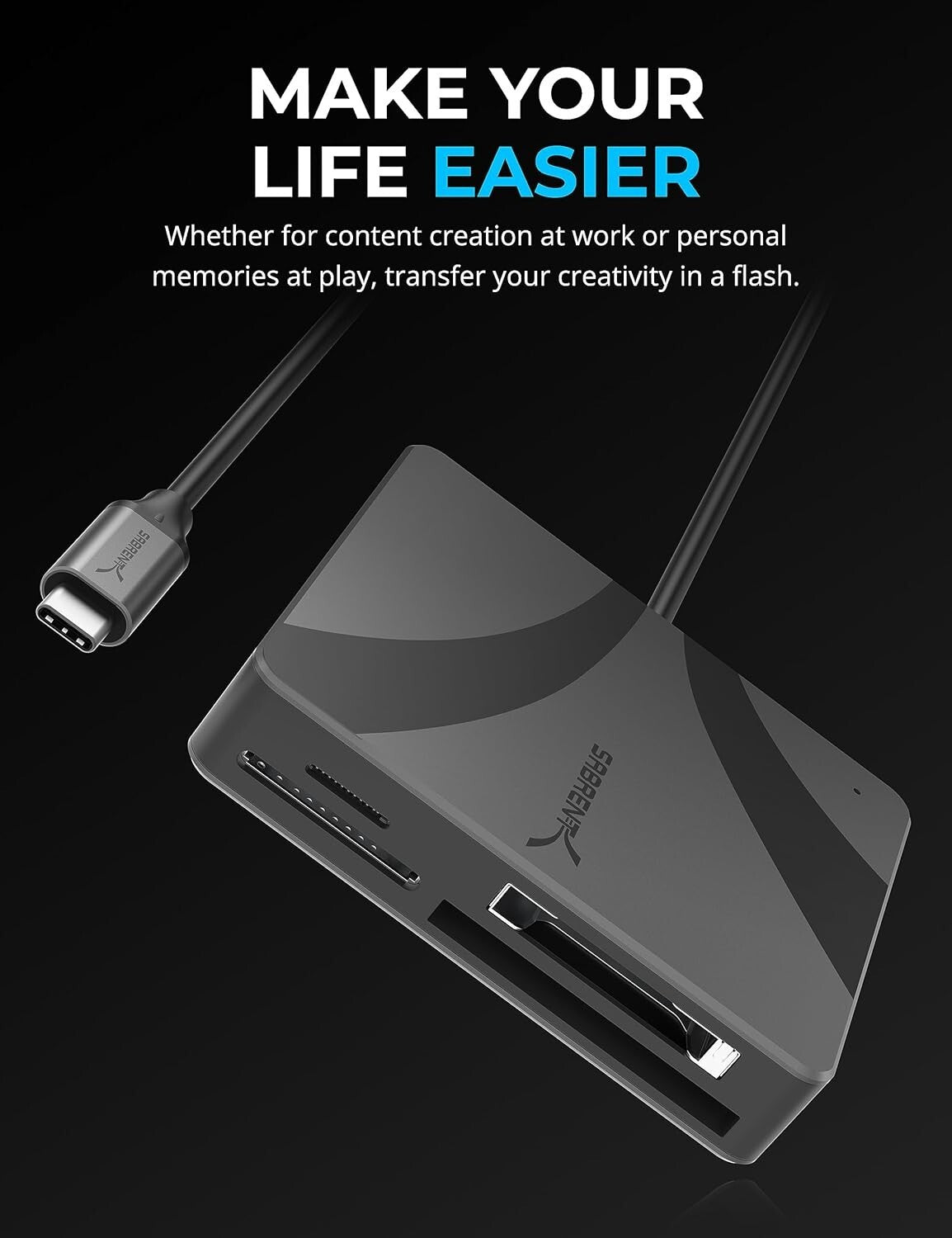 Versatile USB-C Card Reader: Supports CFexpress, CFast 2.0, MicroSD & SD Cards