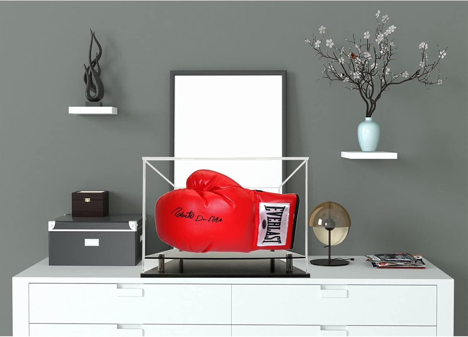 13.3'' Clear Acrylic Glove Display Case Holder with Fixed Bracket for Stability