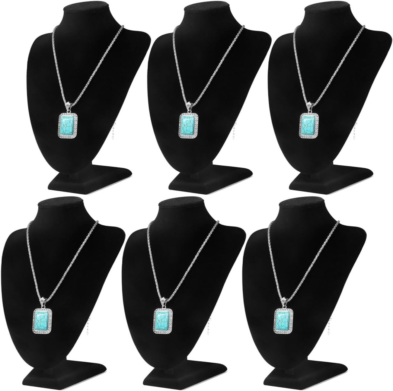 Elegant Black Velvet Necklace Bust Display Stand - 10 Inch, 6 Pack for Boutique