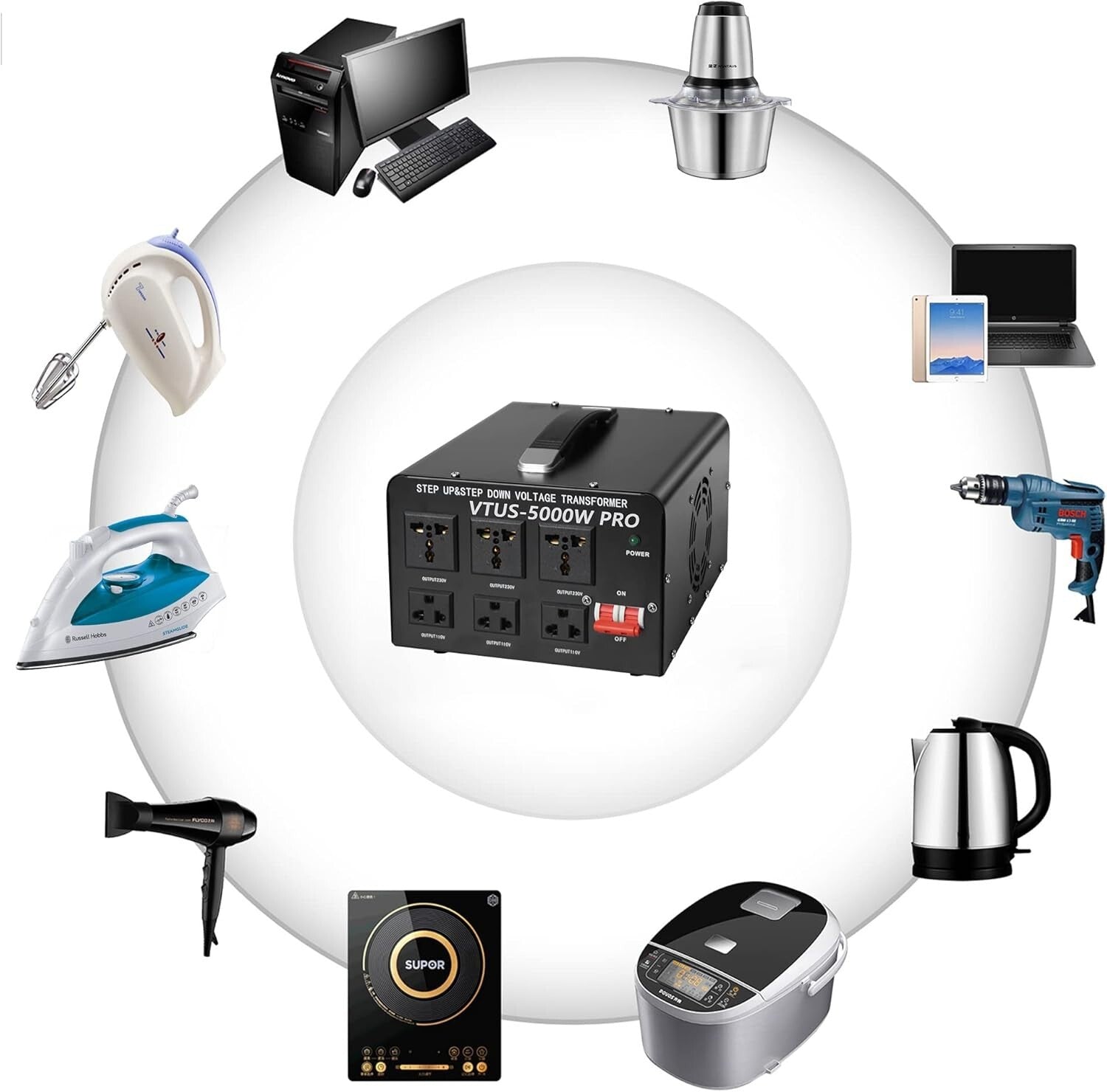 Efficient 5000W Voltage Converter with Three Sockets - Seamless Power Adaptation