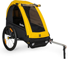 Load image into Gallery viewer, Yellow &amp; Black Kids Lightweight Bike Trailer with Safety Features &amp; Cargo Space