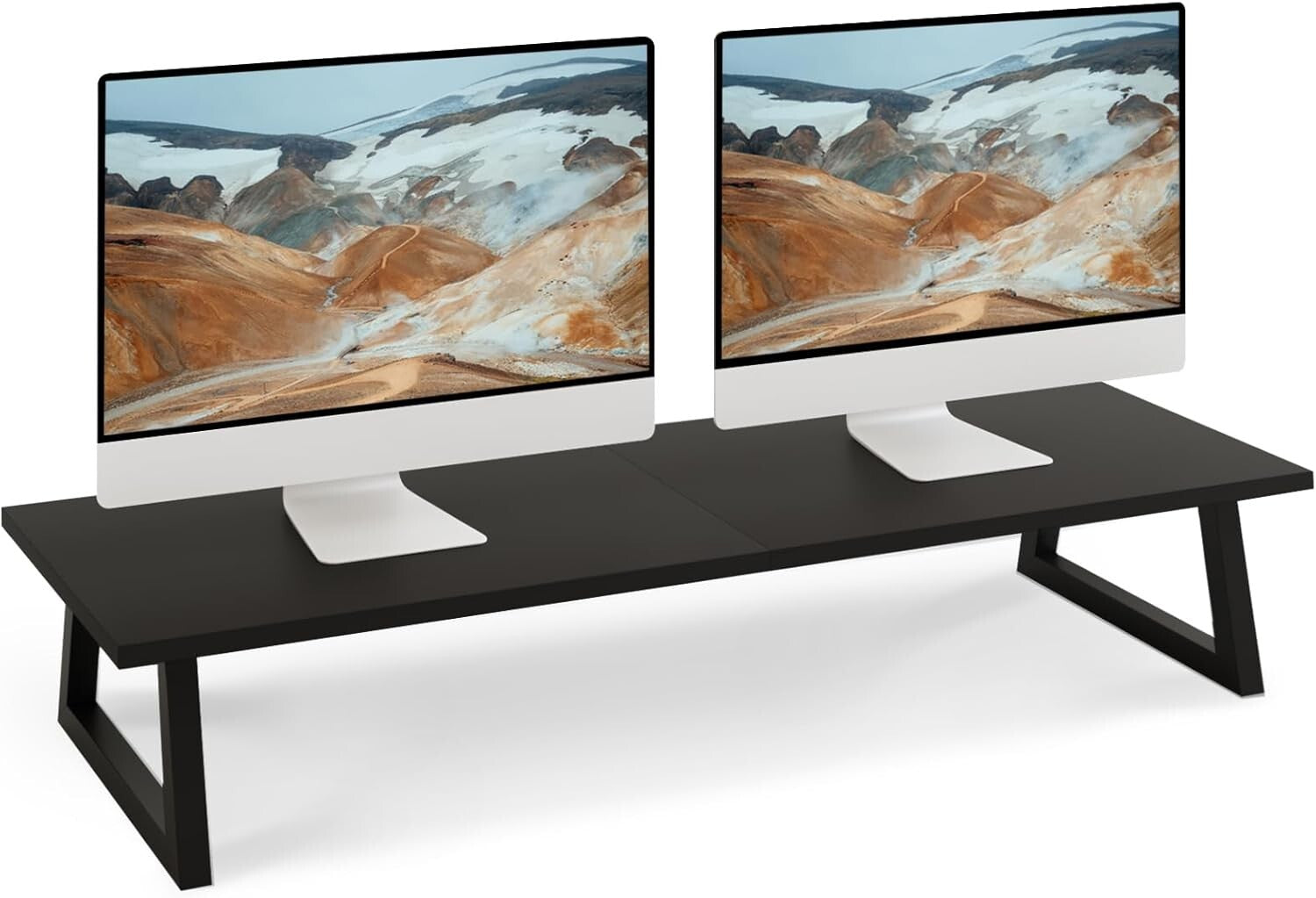 Ergonomic Black Wood and Steel Monitor Stand - Easy Assemble & 150 lbs Capacity