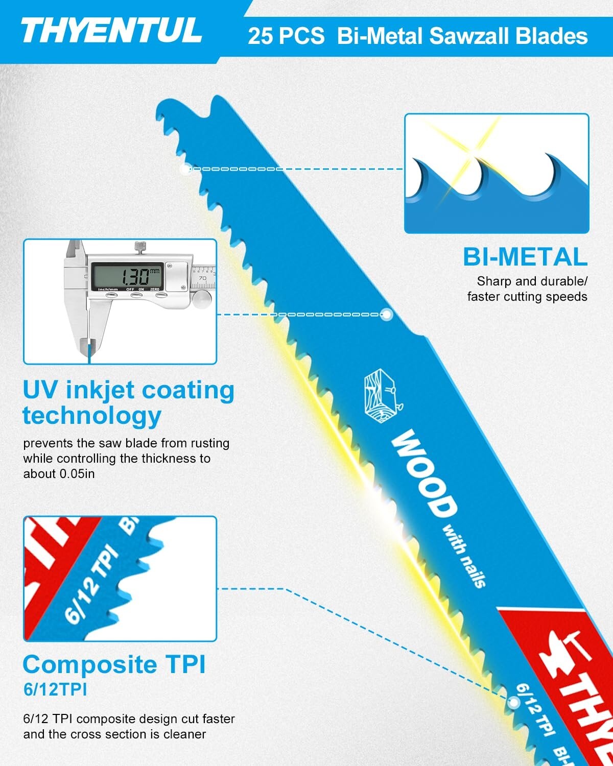 Durable 9-Inch 6/12 TPI Bi-Metal Reciprocating Saw Blades for Heavy-Duty Cutting