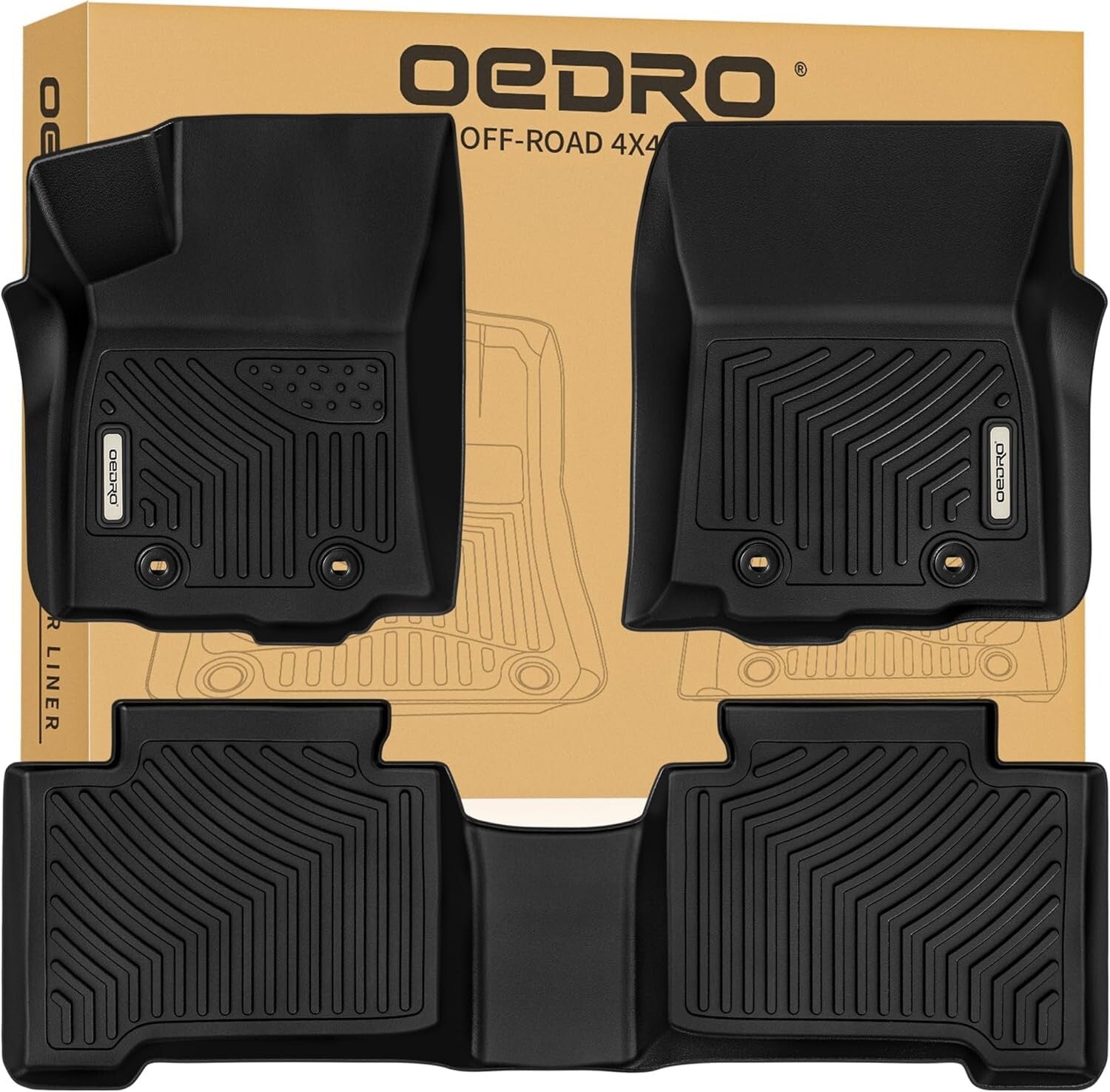 Durable All-Weather Floor Liners for 2016-2023 Tacoma Double Cab - TPE Set