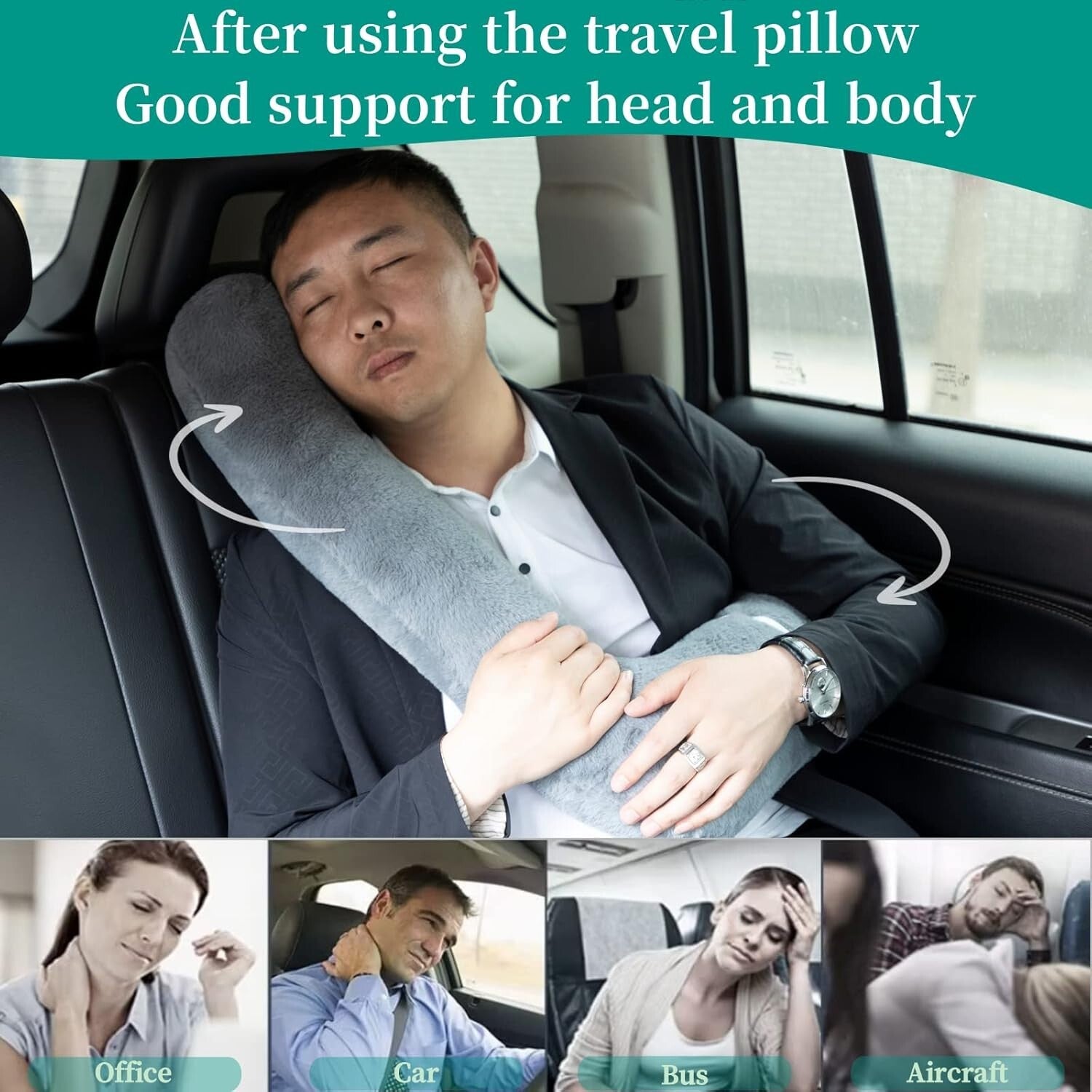 Elegant Ergonomic Travel Neck Pillow for Comfortable Journeys - Kids & Adults