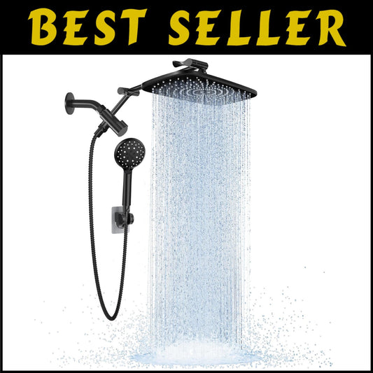 Rainfall Showerhead with Adjustable Height & Anti-Clog Nozzles - Modern Design
