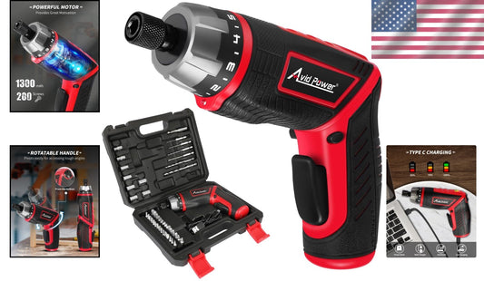 Compact 4V Electric Screwdriver Kit with 200 RPM Speed & Dual Position Handle