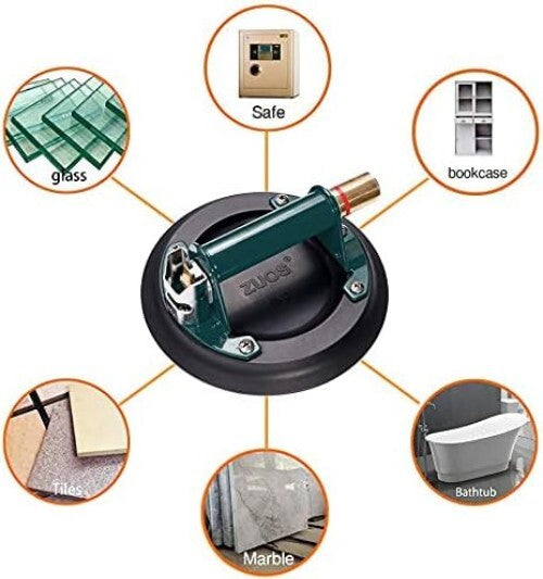 Durable 8" Vacuum Suction Cup with Brass Pump - Safe Heavy Material Lifting