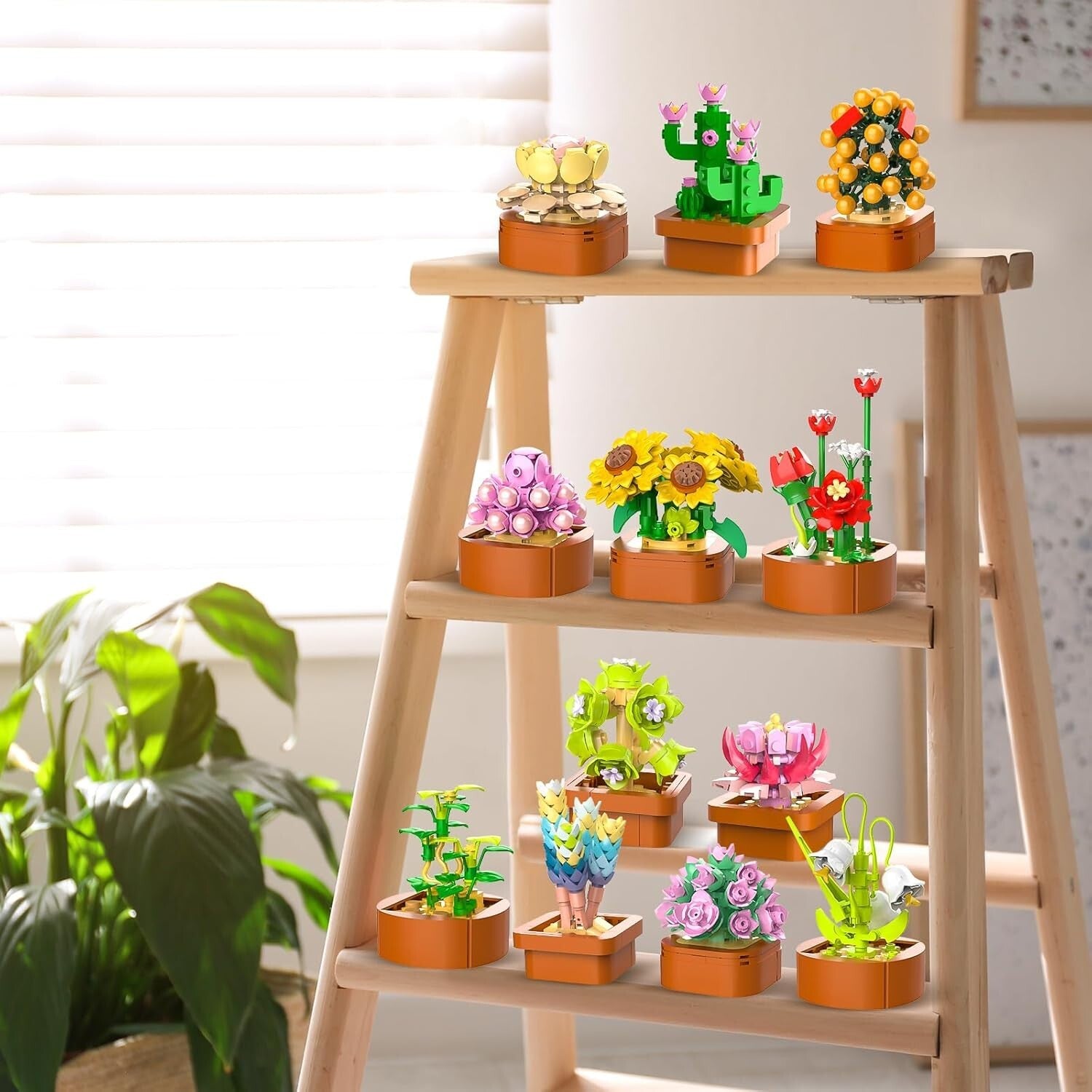 Customizable Succulent Building Set - 12 Unique Mini Blocks for Home Display