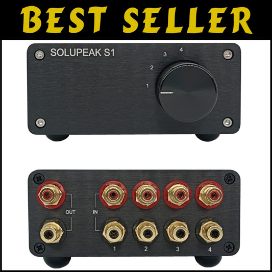 HiFi RCA Switch Stereo Selector - 4 Sources to 1 Output with Gold Connectors