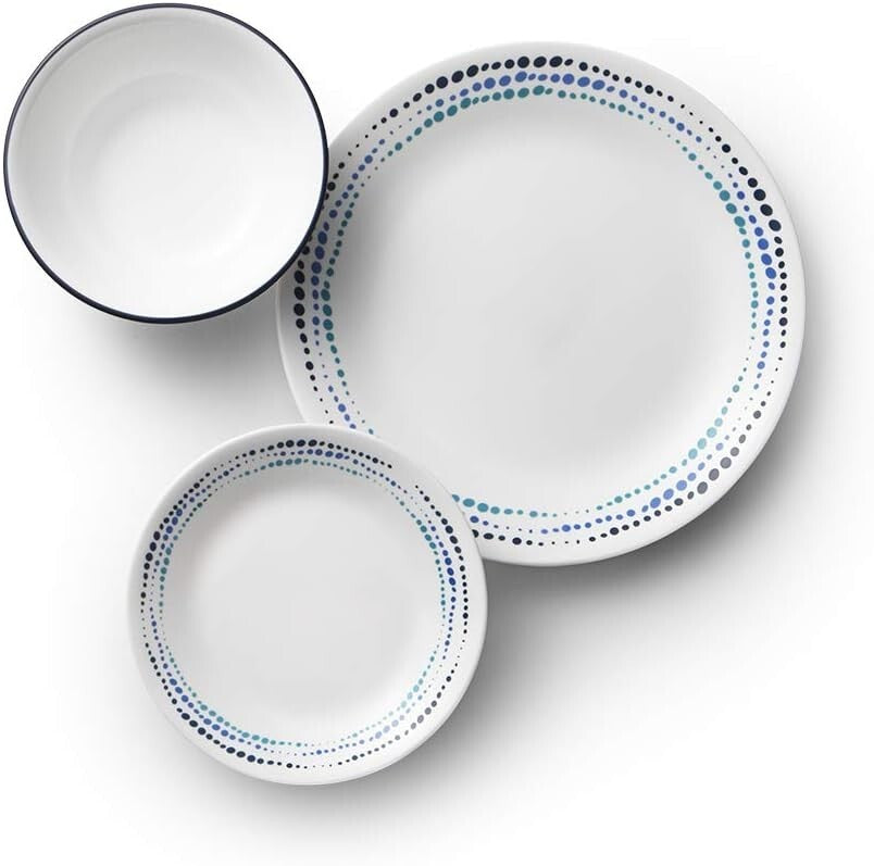 Classic Ocean Blue Dinnerware Set for 6 - Lightweight, Dishwasher Safe & Stylish