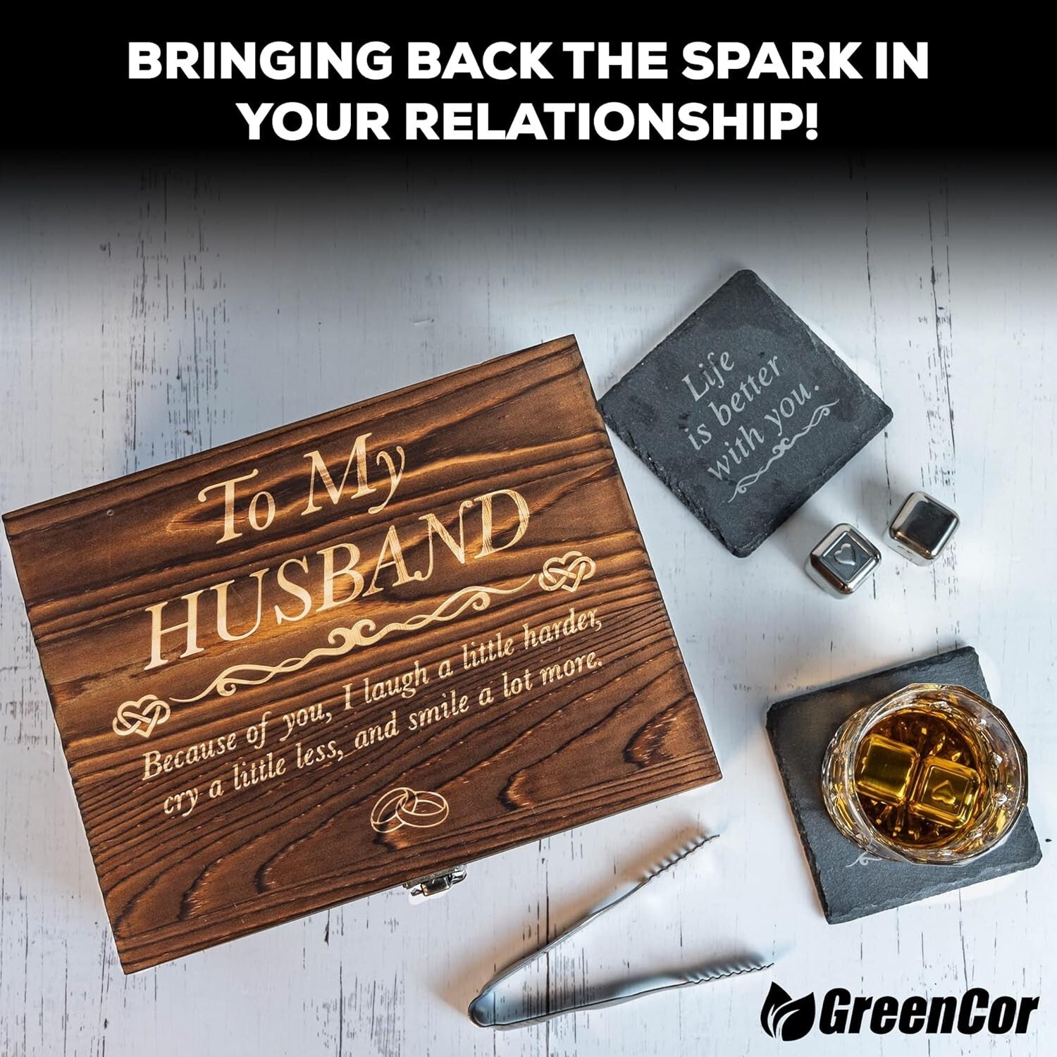 Engraved Whisky Glass and Stainless Steel Stones Set - Unique Anniversary Gift