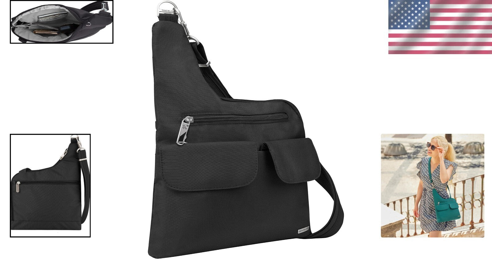 Fashionable Cross-Body Bag with Patented Anti-Theft System and RFID Protection