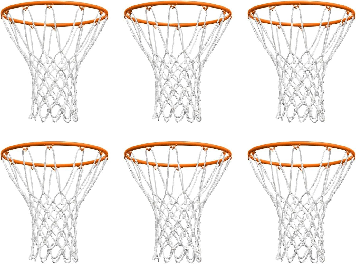 Durable Polyester Basketball Net Replacement - 6 Pcs for 21" Indoor/Outdoor Use