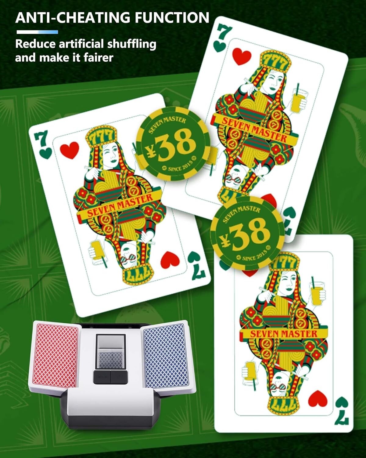 Portable Electric Card Shuffler - Quiet, Fast, and Works with Multiple Decks