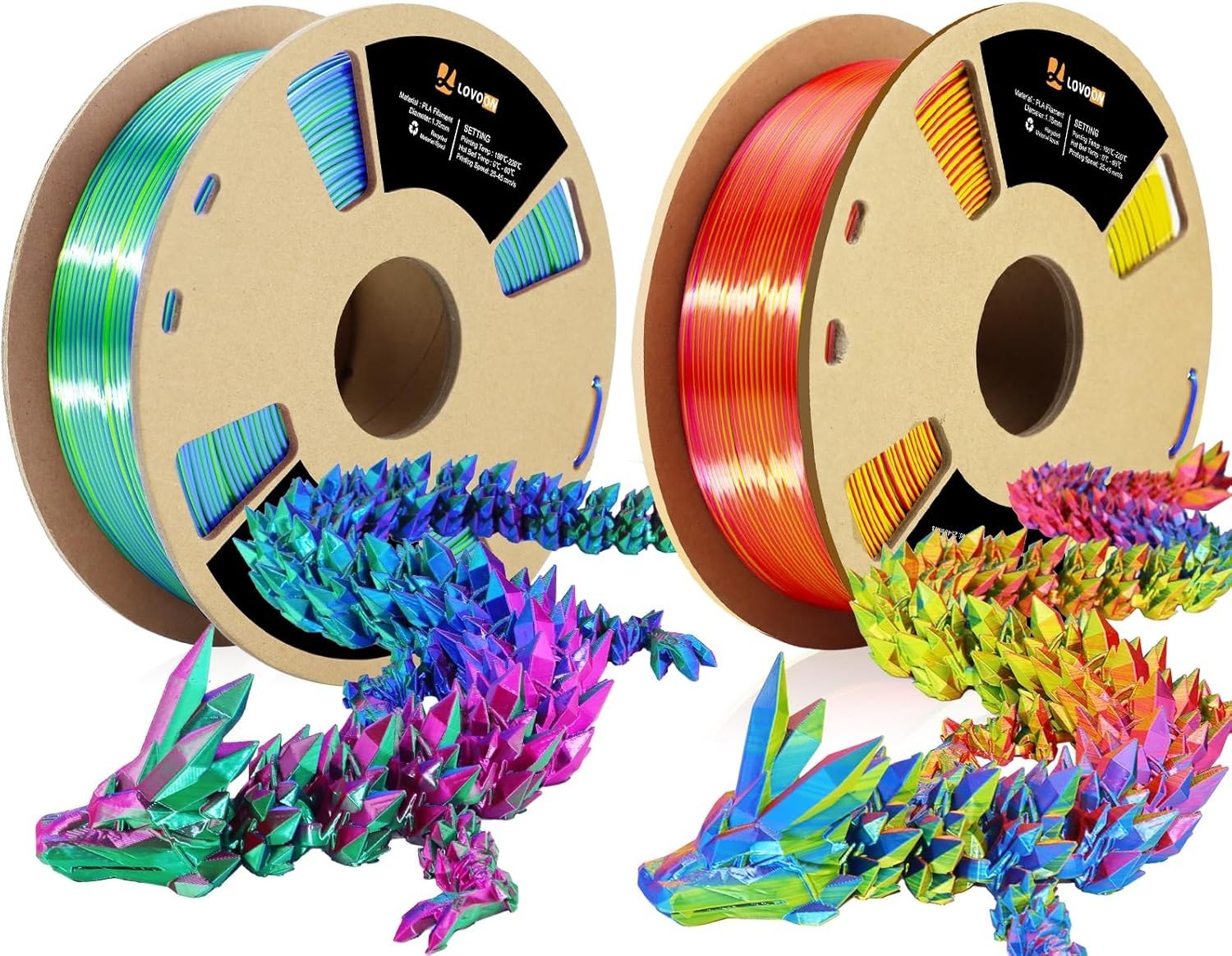 Moisture-Proof Tricolor Silk PLA 3D Filament 1.75mm - Ideal for Stunning Prints