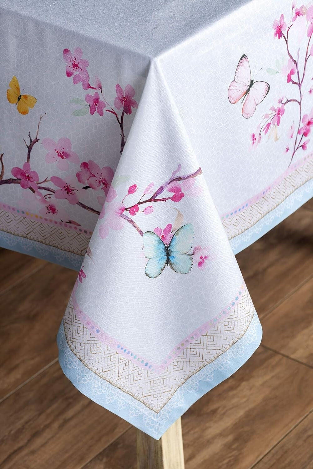 Durable Watercolor Design Tablecloth - Cotton 108" x 60" for Weddings & Parties