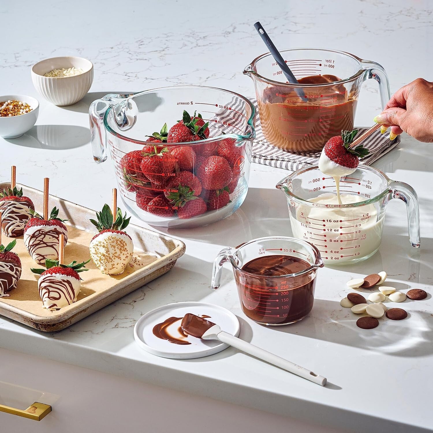 Versatile Kitchen Glass Measuring Cups, Set of 4 - Dishwasher and Microwave Safe