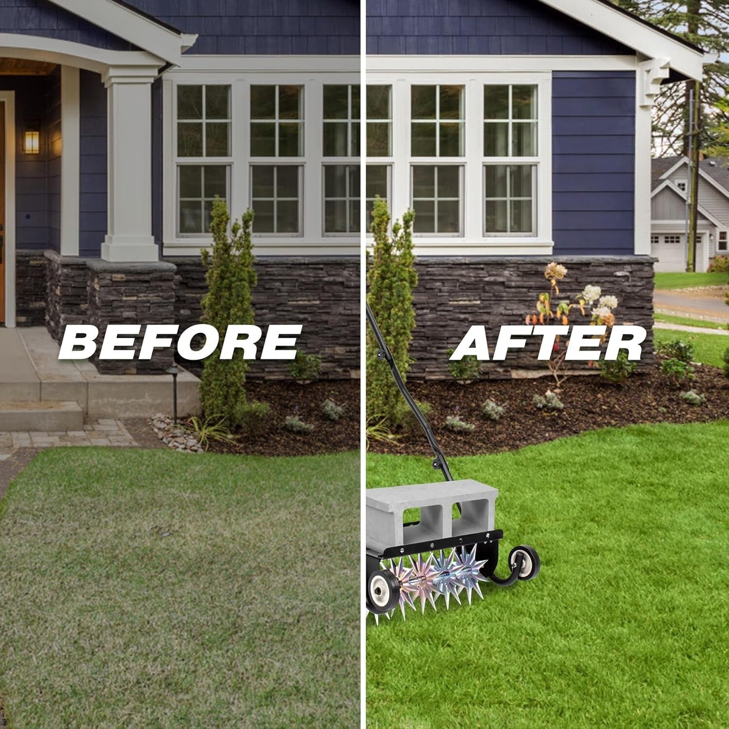 Durable Rotary Spike Aerator with Weight Tray for Effective Lawn Treatment