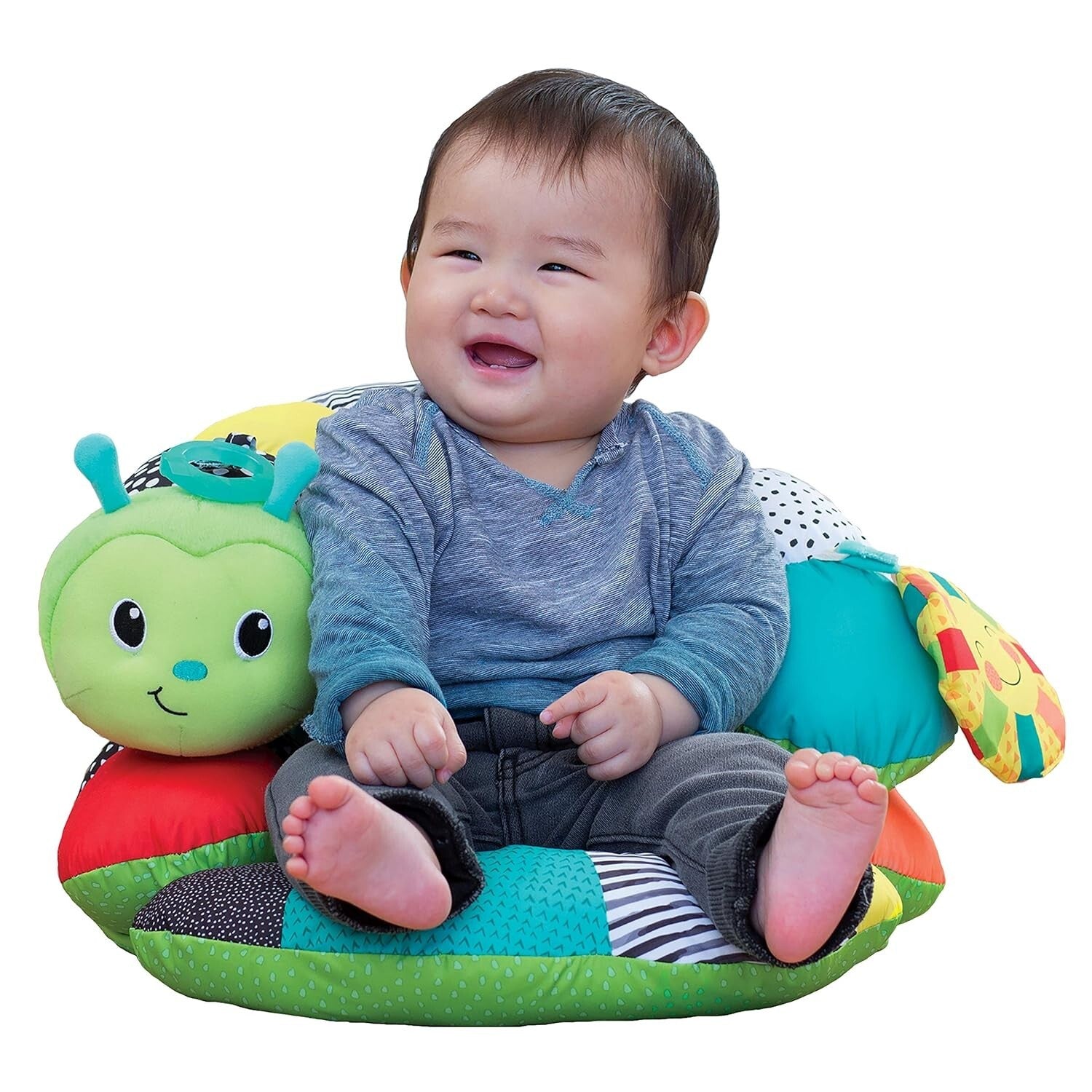 Soft Plush Tummy Time Support with Detachable Teether & 3 Stackable Pillows