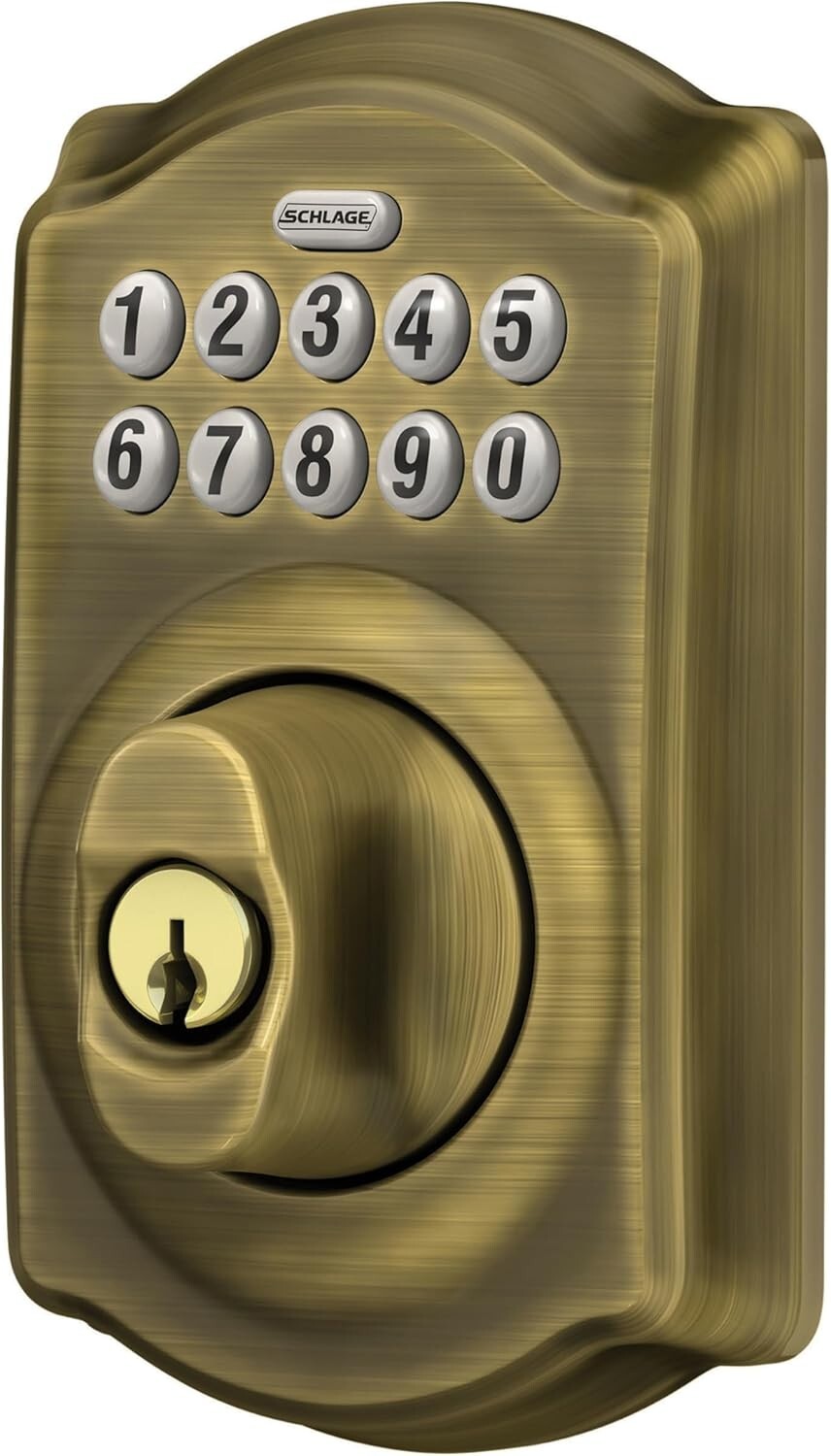 Antique Brass Keyless Entry Lock with Illuminated Keypad for Enhanced Security