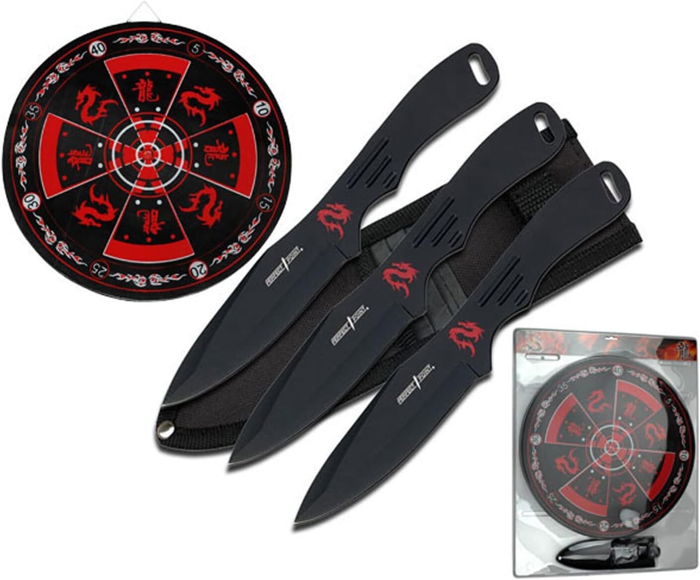 Black Stainless Steel Throwing Knives with Target Board - Perfect for All Levels