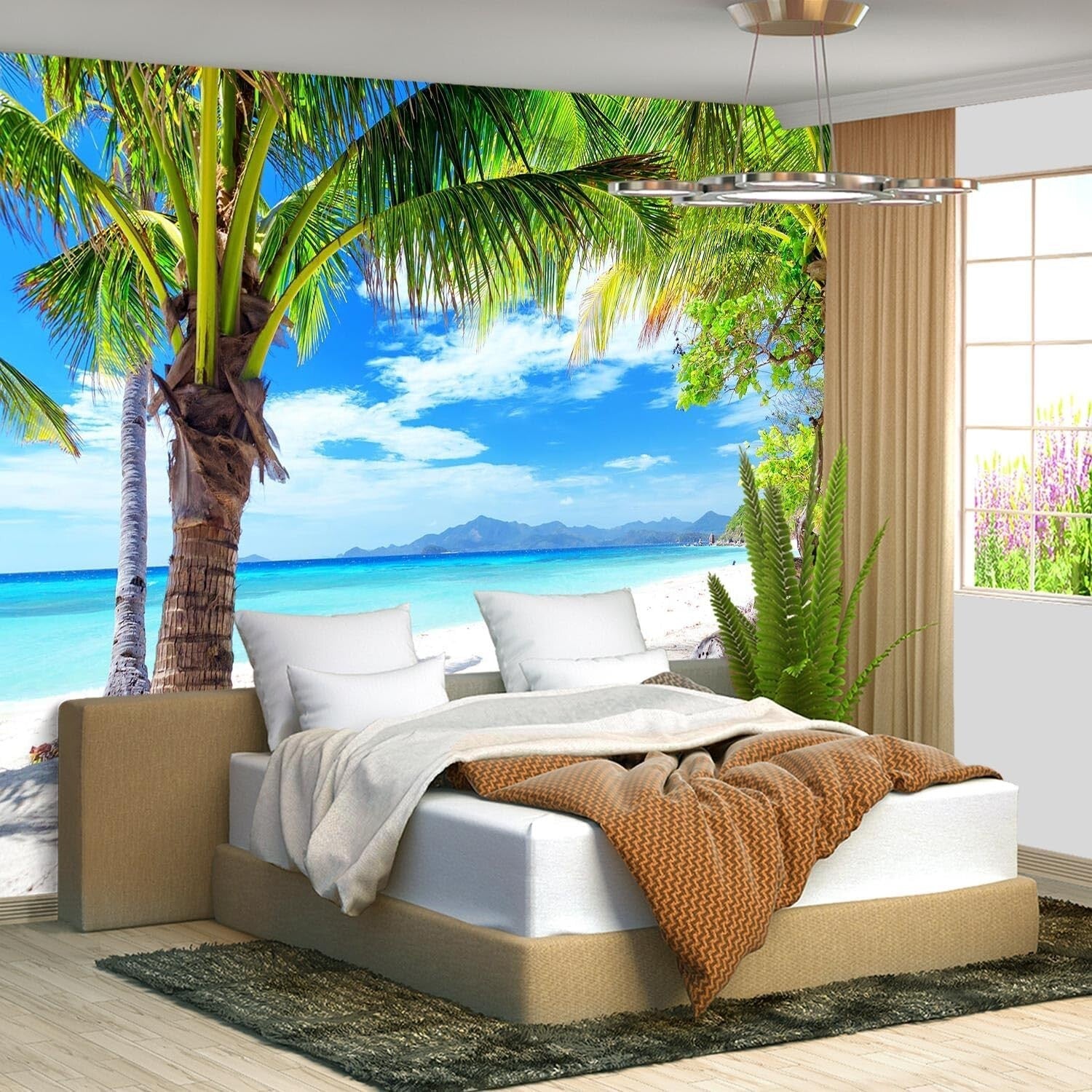 Extra Large Beach Mural - Coastal Ocean Wallpaper 151"x105" for Elegant Spaces