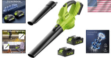 Load image into Gallery viewer, Lightweight 180CFM Electric Leaf Blower with 2 Batteries &amp; Charger, Green