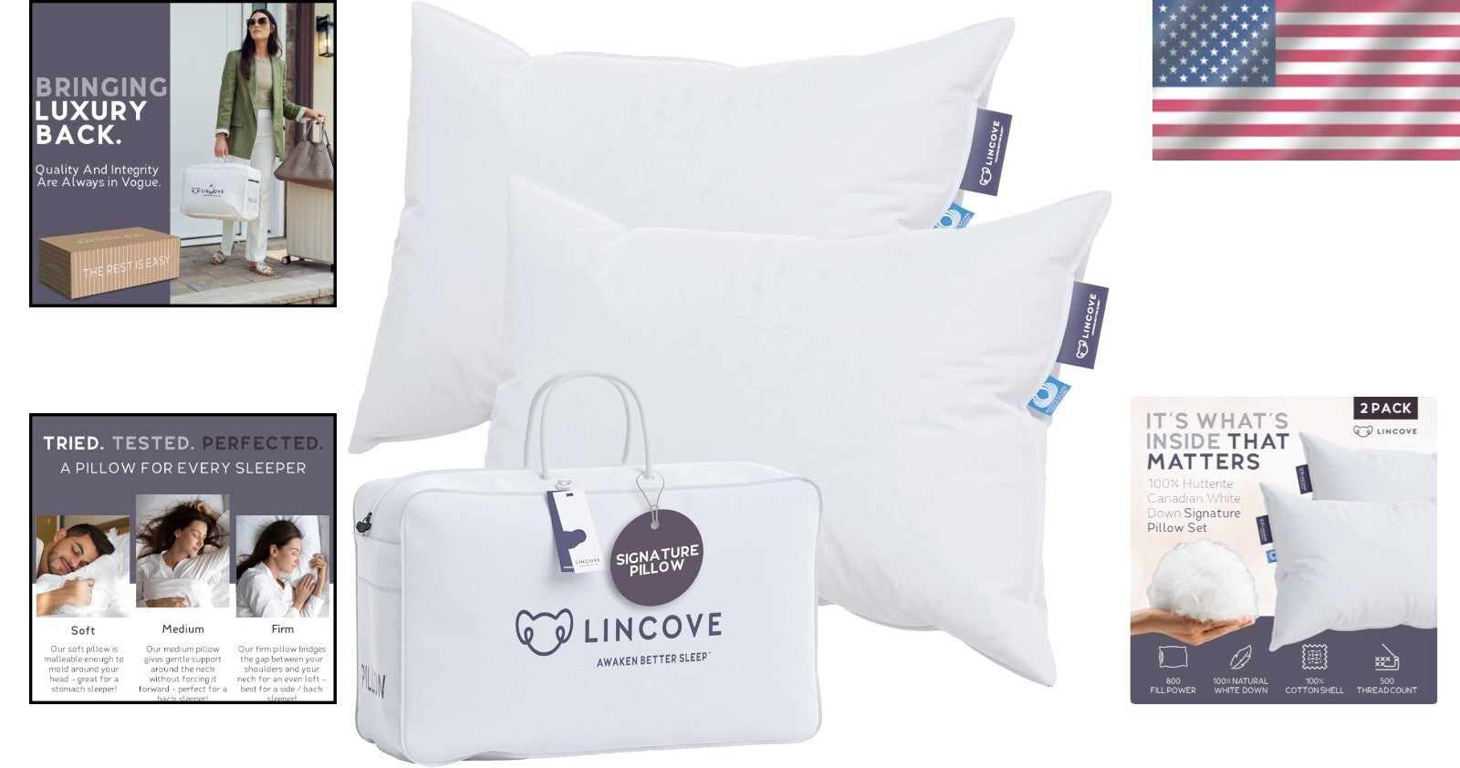 Travel-Ready Luxury Down Pillows - 2 Pack Standard, Perfect for Home & on-the-Go