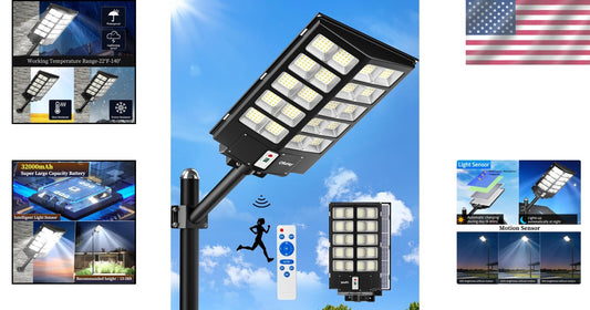 520000LM Solar Street Lights with Remote Control - Waterproof LED Floodlight