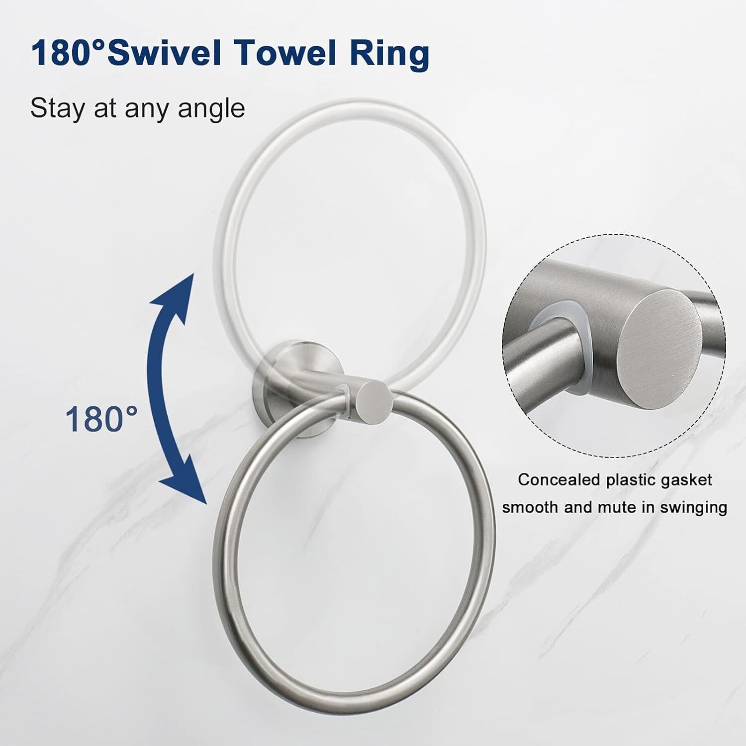 Elegant Wall-Mounted Towel Ring Set - Modern Stainless Steel Brushed Nickel