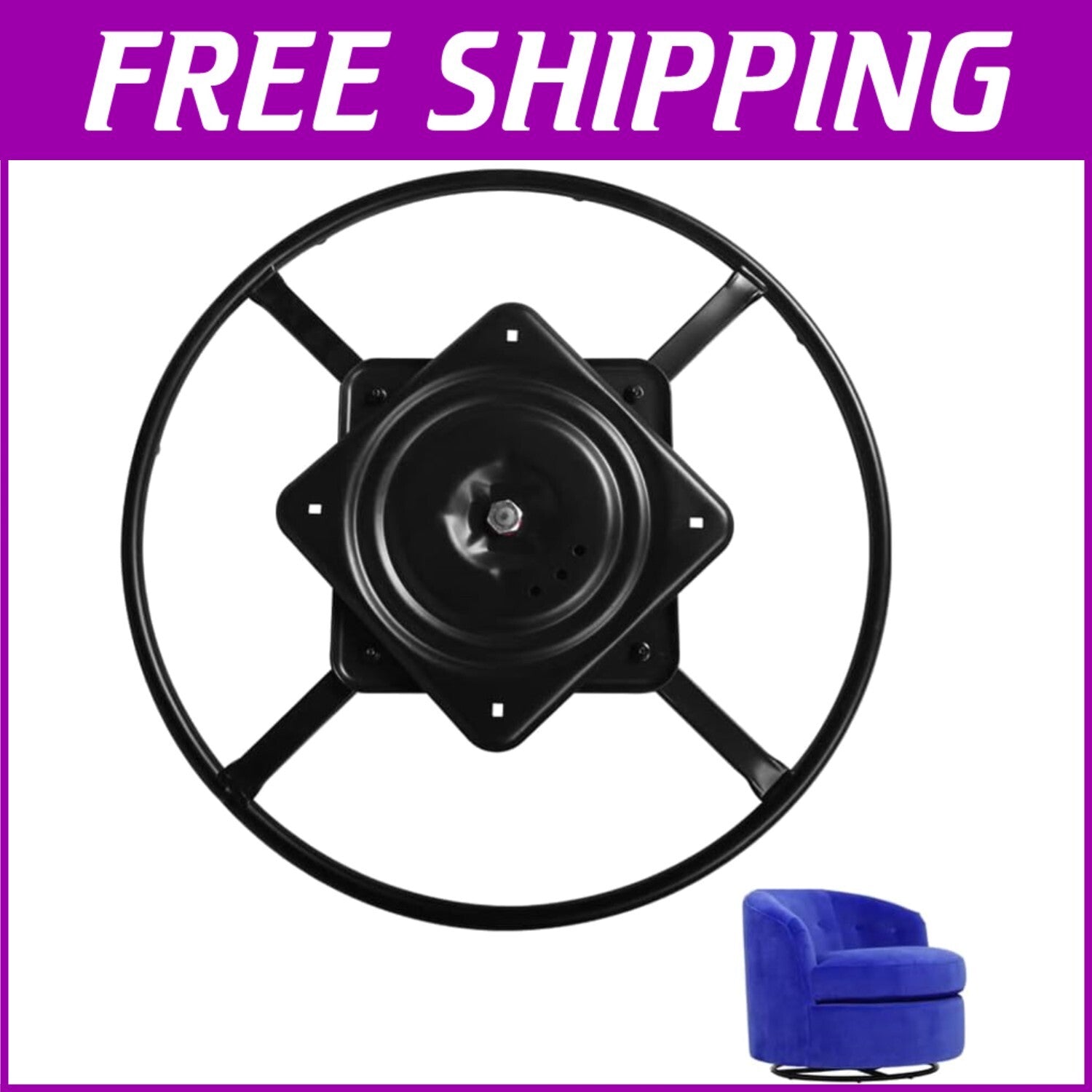 24-Inch Heavy Duty Swivel Chair Base with 10-Inch Plate for Easy Installation