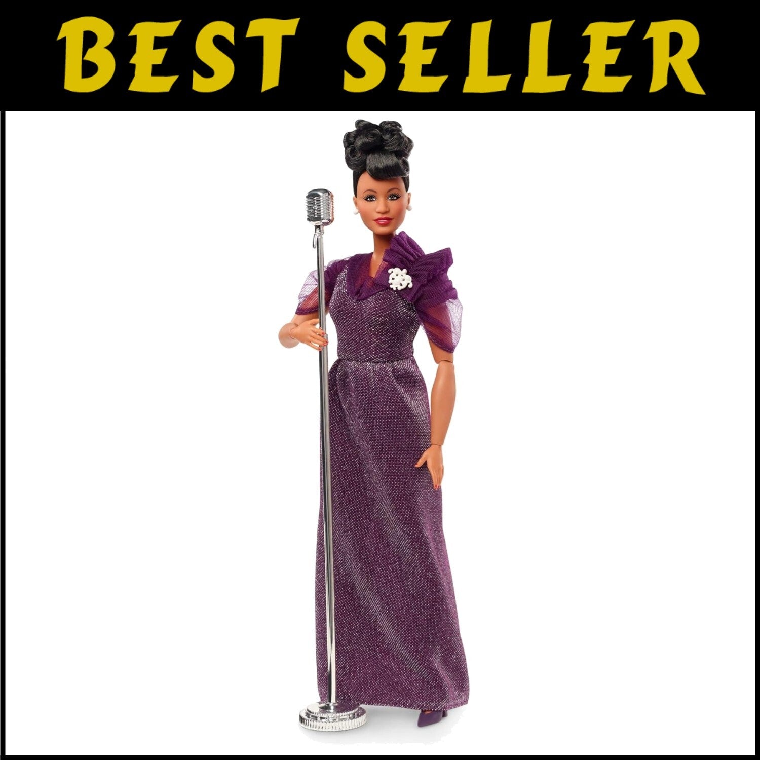 Curvy Ella Fitzgerald Doll 12-Inch in Deep Purple Gown - Inspiring & Articulated