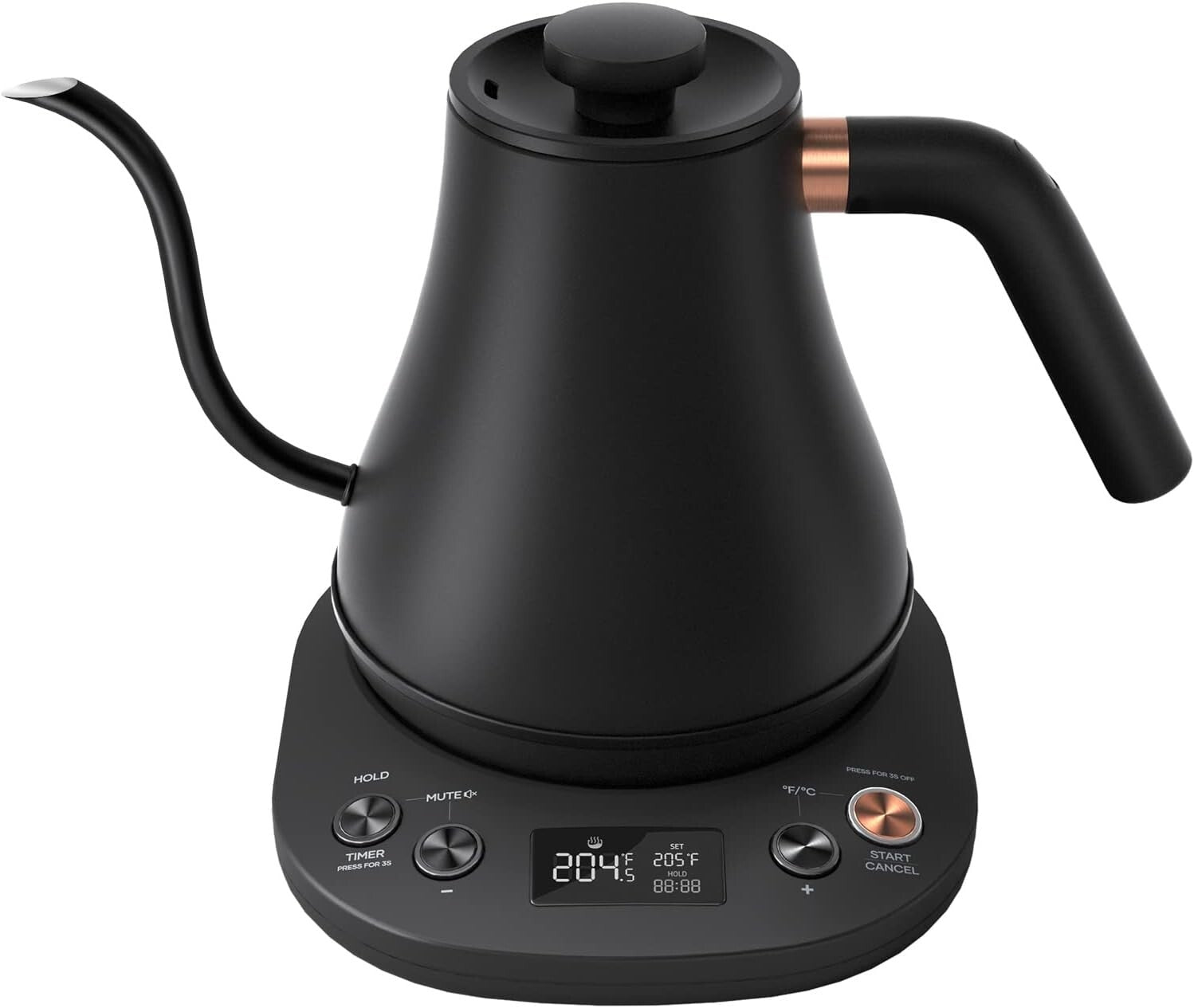 Elegant Black Electric Kettle with LCD Display and Automatic Shut-Off Feature