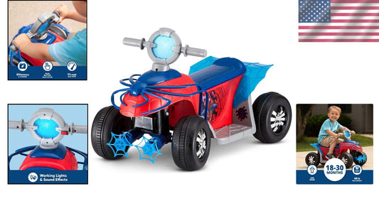 Fun and Safe Toddler Spider-Man Quad Ride-On, Max Weight 44 lbs, 6V Included