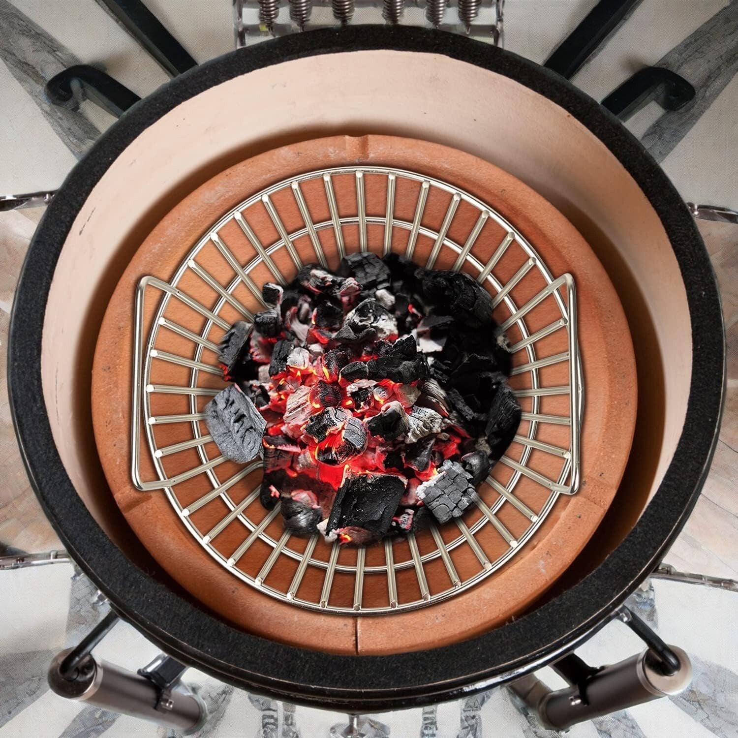 Stainless Steel Charcoal Ash Basket for Large Kamado Joe & Big Green Egg Grills