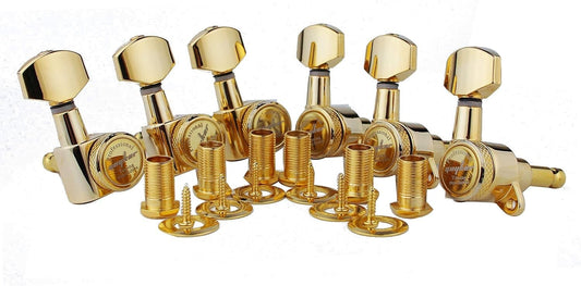 Easy Install 6 Gold Locking Tuners for Right-Handed Electric & Acoustic Guitars