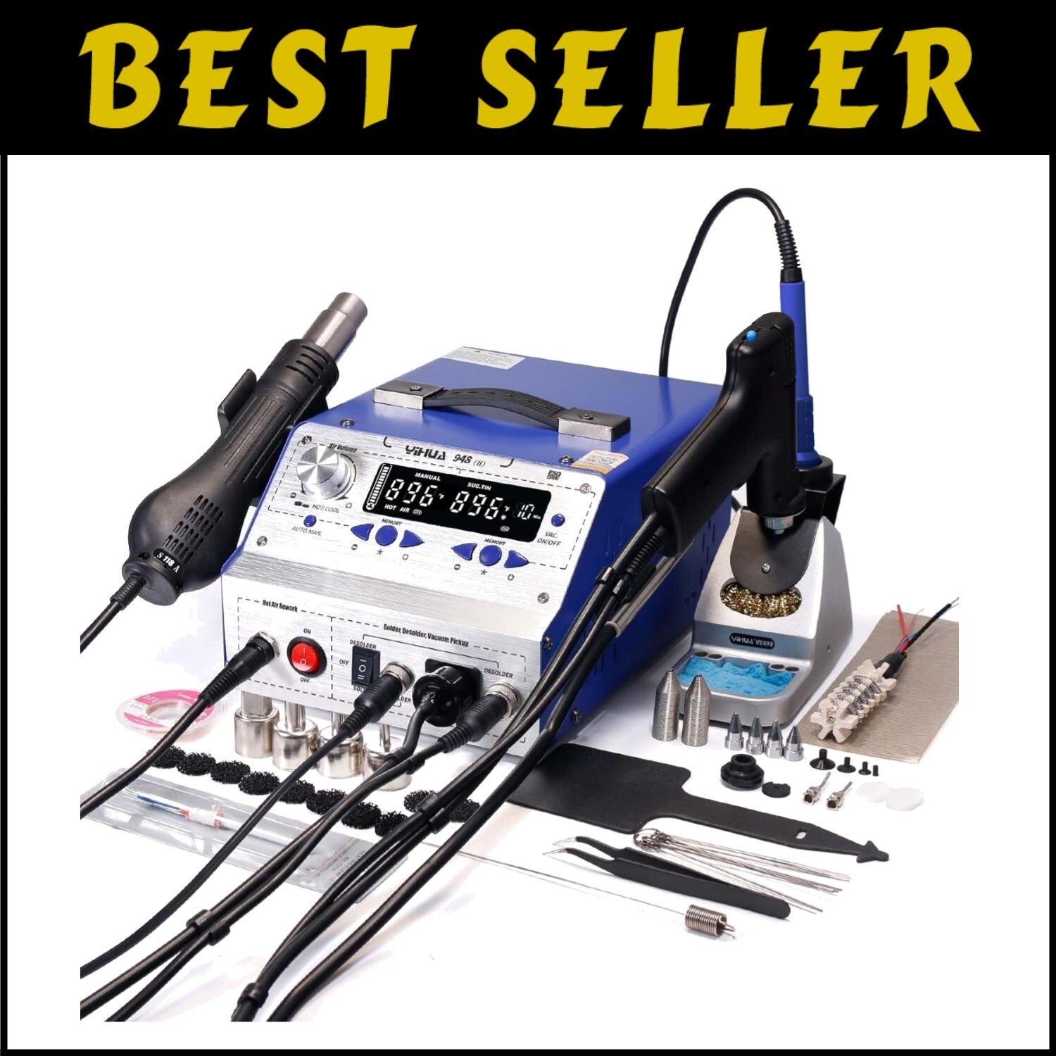 PID-Controlled Soldering & Desoldering Station with LED Display - 780W Power