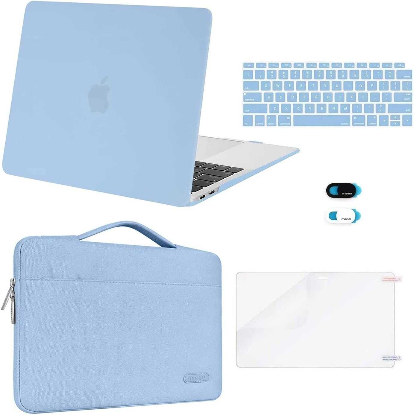 Durable Hard Shell Case & Sleeve for MacBook Air 13-Inch - M1, Stylish Airy Blue
