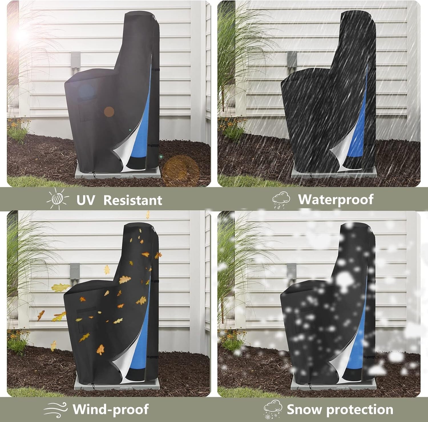 All-Weather Protection Water Softener Brine Tank Cover - Heavy Duty 600D Fabric