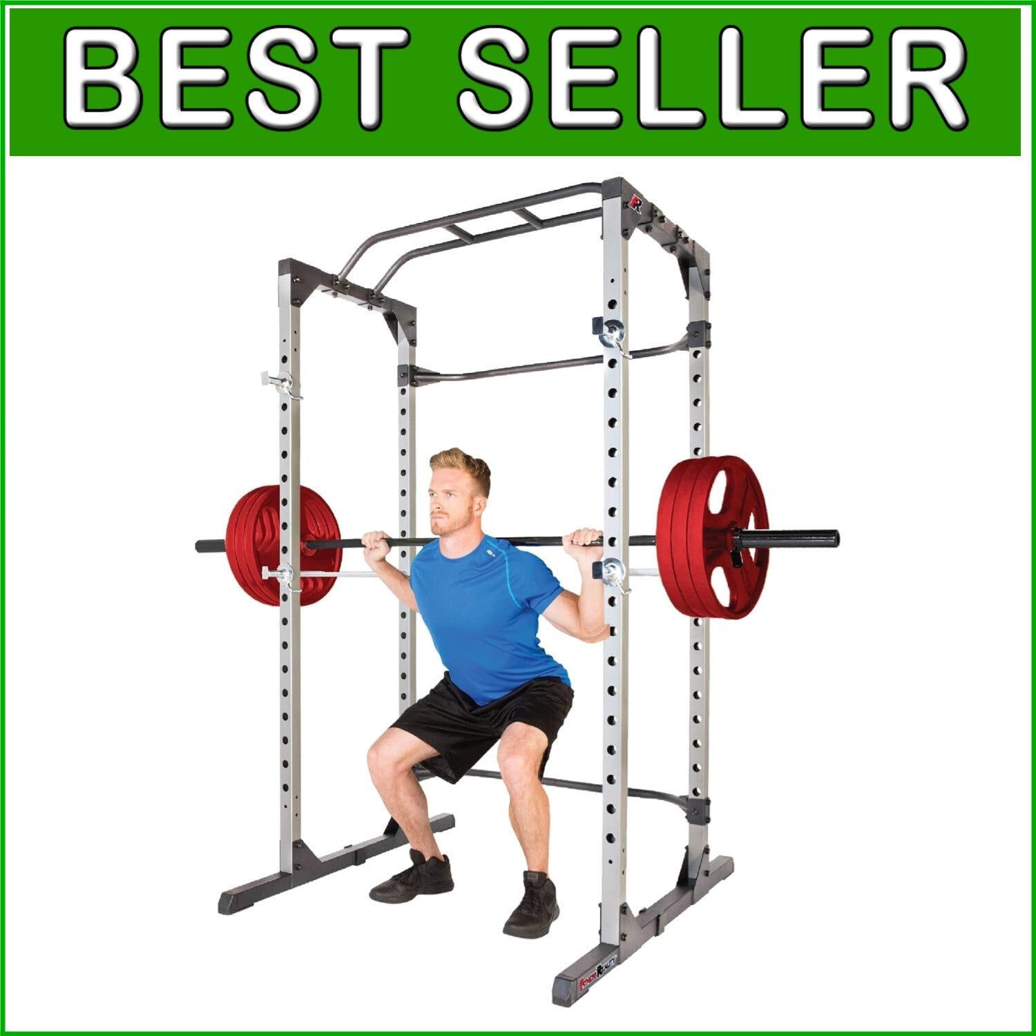 Versatile Power Cage with Multi-Grip Pull-Up Bar and LAT Pulldown Attachment