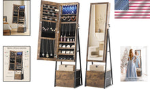 Load image into Gallery viewer, Full-Length Mirror Jewelry Cabinet with Velvet Compartments &amp; 2 Drawers