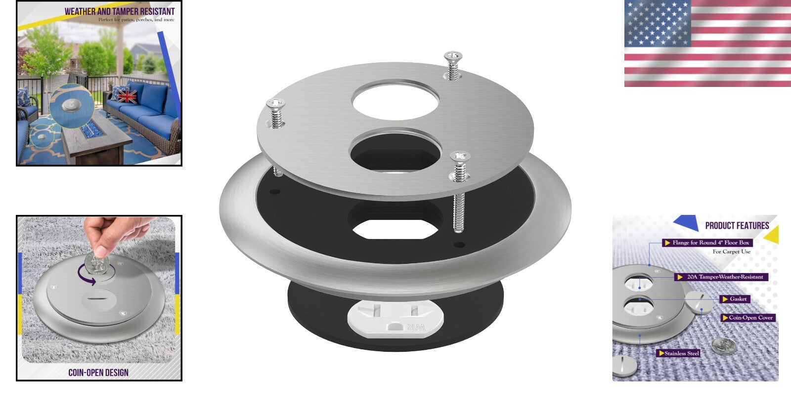 Durable 4" Round Power Box with Tamper Resistant and Weatherproof Capabilities