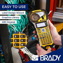 Load image into Gallery viewer, Compact Yellow/Black Label Printer with Adjustable Font &amp; Quick Start Guide