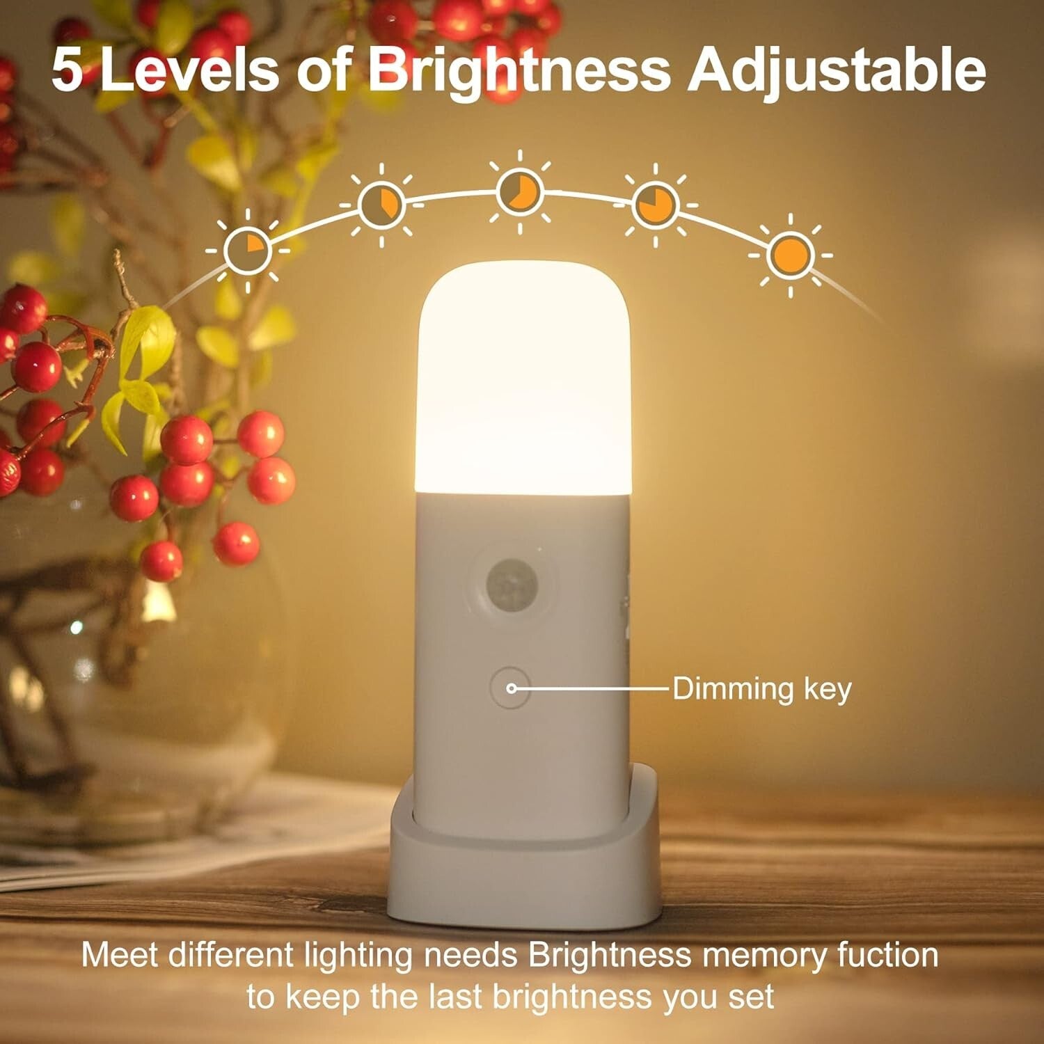 Art Deco Style Motion Sensor Night Lights - Adjustable Brightness & Indoor Use