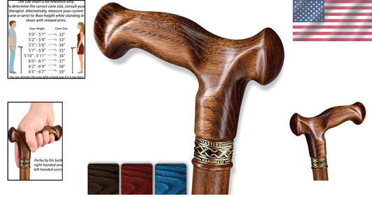 Lightweight 36-Inch Hardwood Cane with Ergonomic Handle - Perfect for Seniors