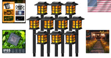 Load image into Gallery viewer, 10-Pack Flickering Flame Solar LED Lights - Waterproof Outdoor Decor