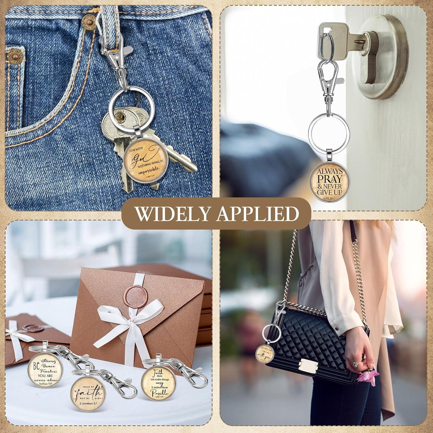 54-Piece Christian Keychain Set with Bible Verses - Inspirational Gifts for All