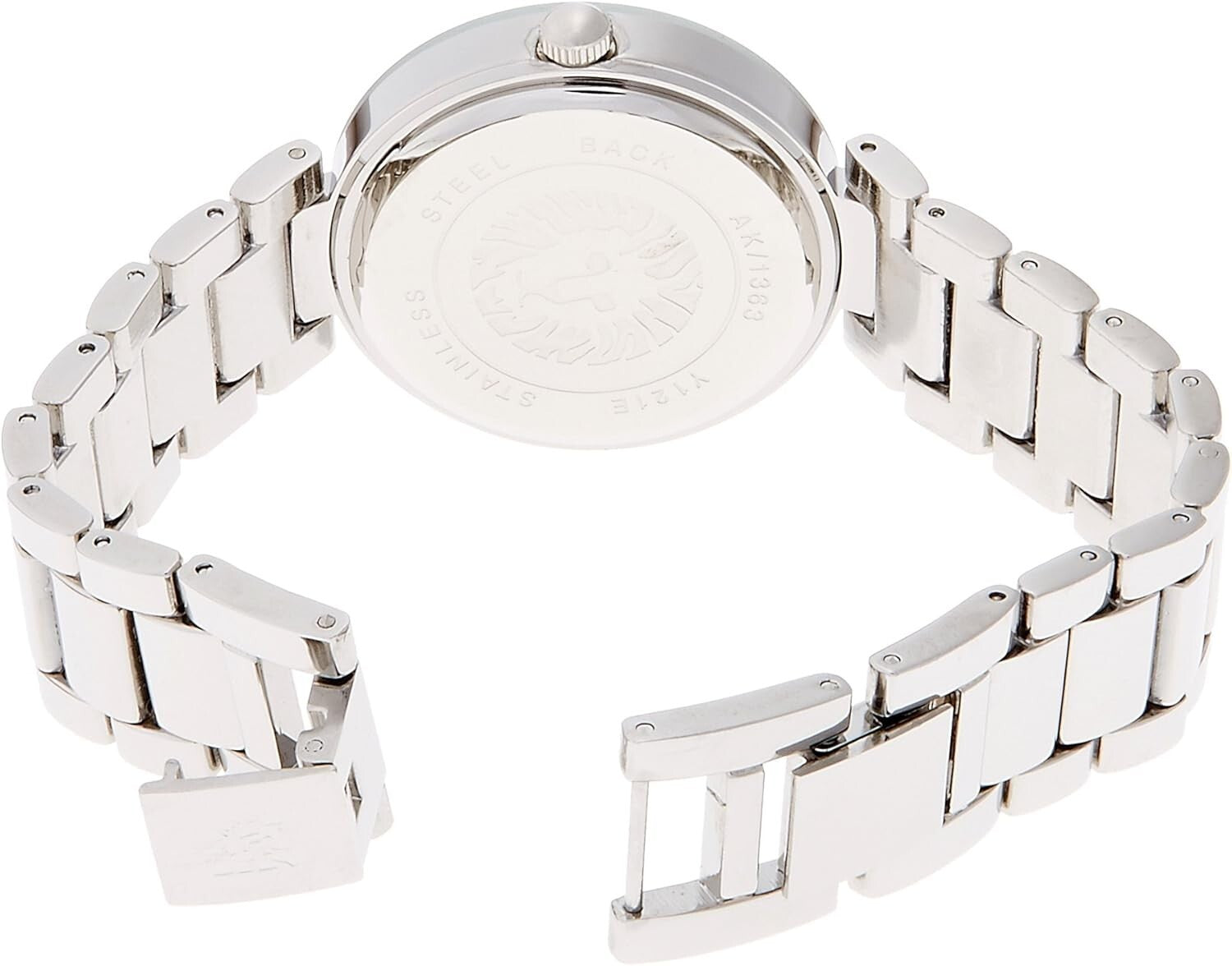 Genuine Diamond at 12 o'clock Women's Adjustable Silver-Link Bracelet Watch