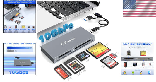 Compact 6-in-1 CFexpress Card Reader with USB 3.2 - Ideal for Photographers